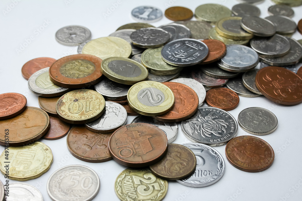 Texture of coins from different countries of the world Texture of coins from different countries of the world