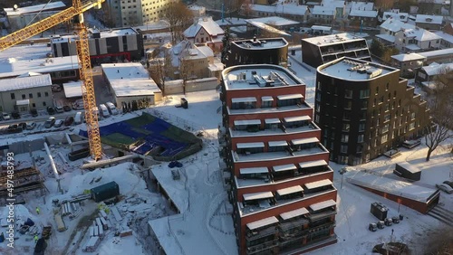 Drone shot of Tartu Riia kvartal ( Riia districkt ) photo