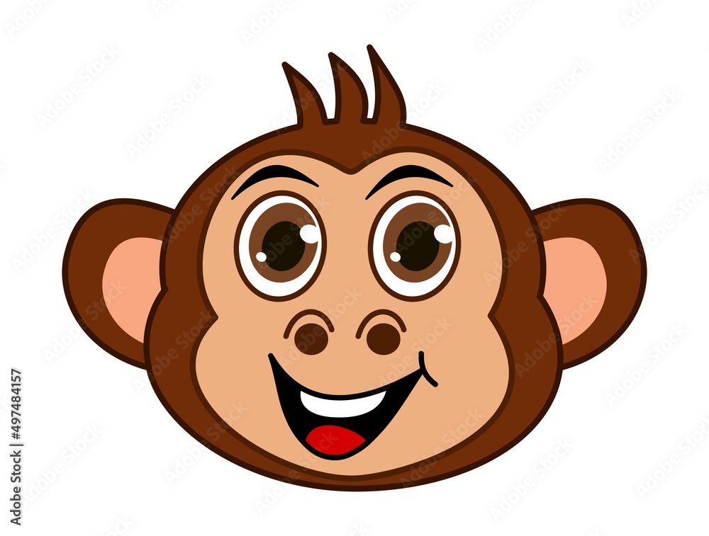 Obraz premium Portrait of a smiling adult brown monkey with brown eyes 