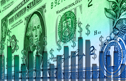 Stock market chart on the background of a dollar bill.