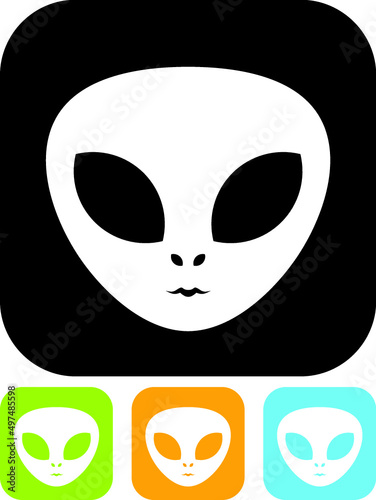 Cartoon alien face. Space invader head icon