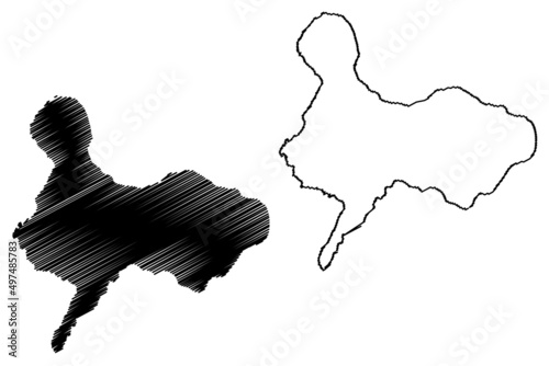 Ross island (New Zealand, Antarctica) map vector illustration, scribble sketch Ross map