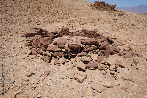 Ruins of ancient houses in the desert