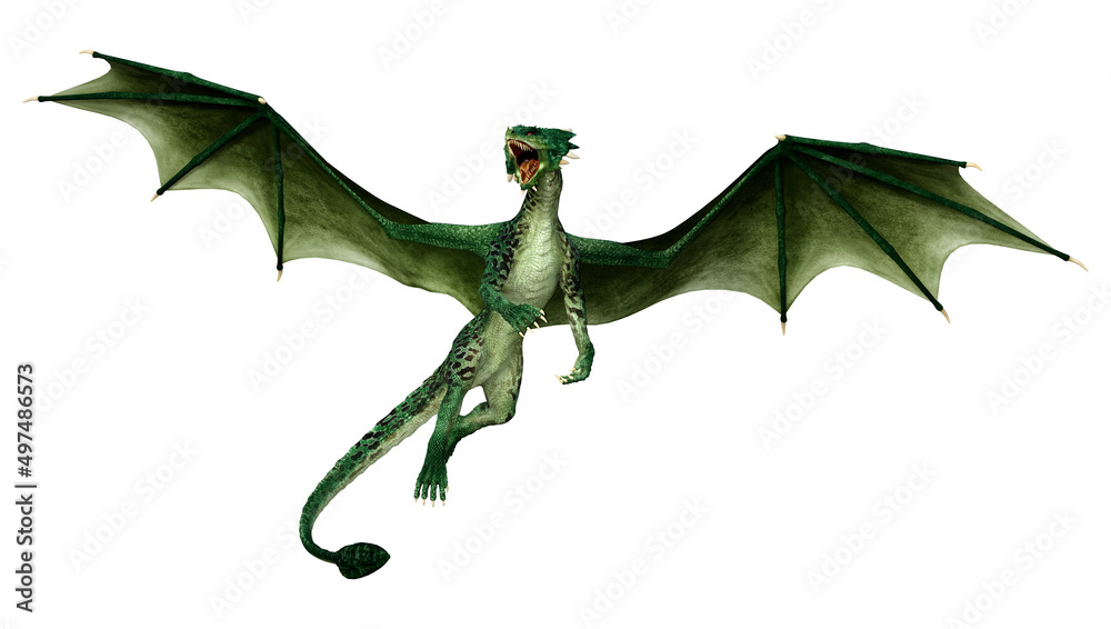 Fototapeta premium 3D Rendering Fairy Tale Dragon on White