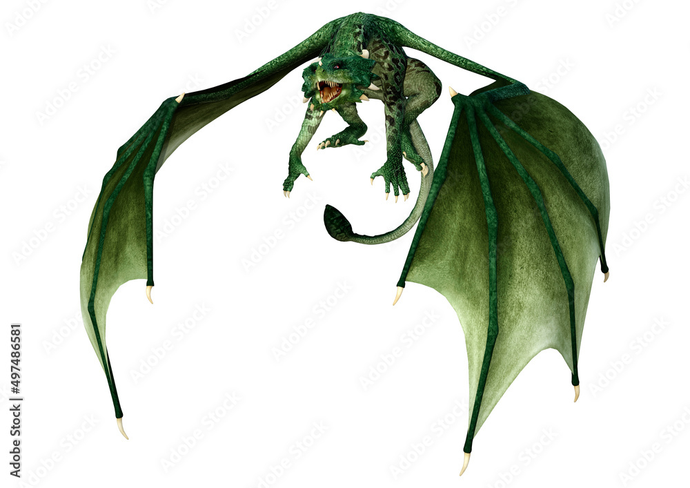 Naklejka premium 3D Rendering Fairy Tale Dragon on White