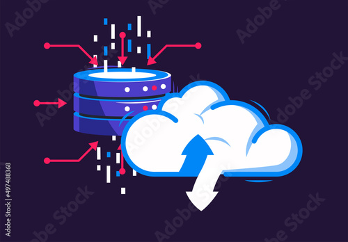 Vector illustration of a data center in a cloud storage service