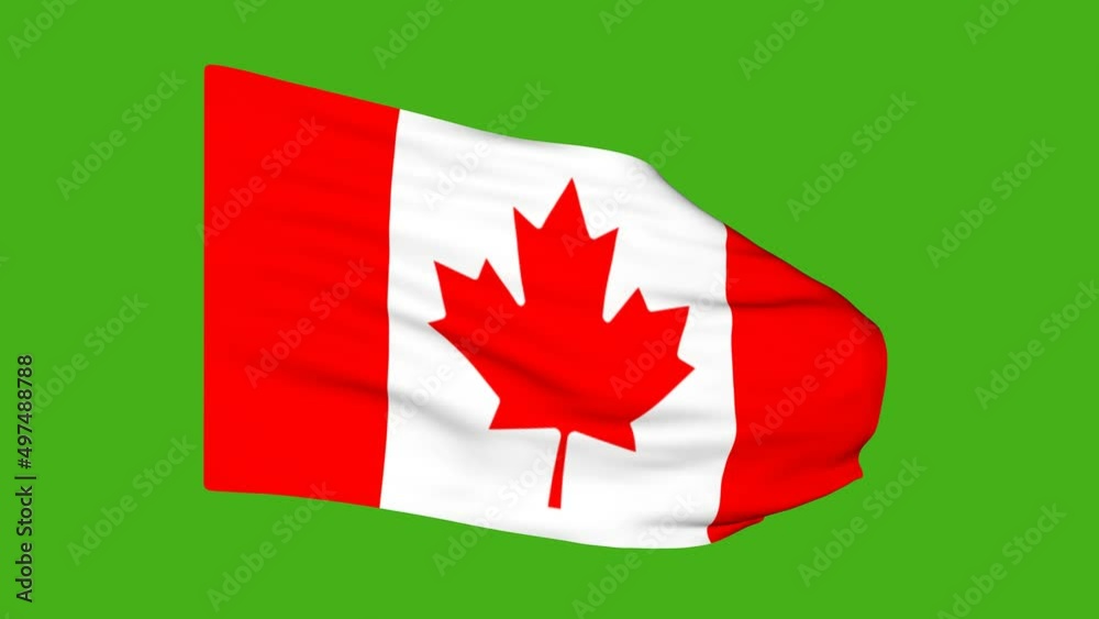 Flag of Canada on a green screen. 3D animation. Flag of Canada on a green screen. 3D animation.
