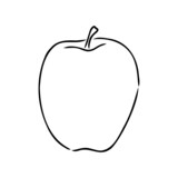 Apple fruit vector illustration. Engraved organic food hand drawn sketch engraving illustration. Black white apple isolated on white background.