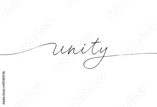 Unity hand drawn vector line lettering. Vector graphic of Ukrainian Unity Day. Motivational poster against racism and discrimination. Hand drawn modern calligraphy with texture
