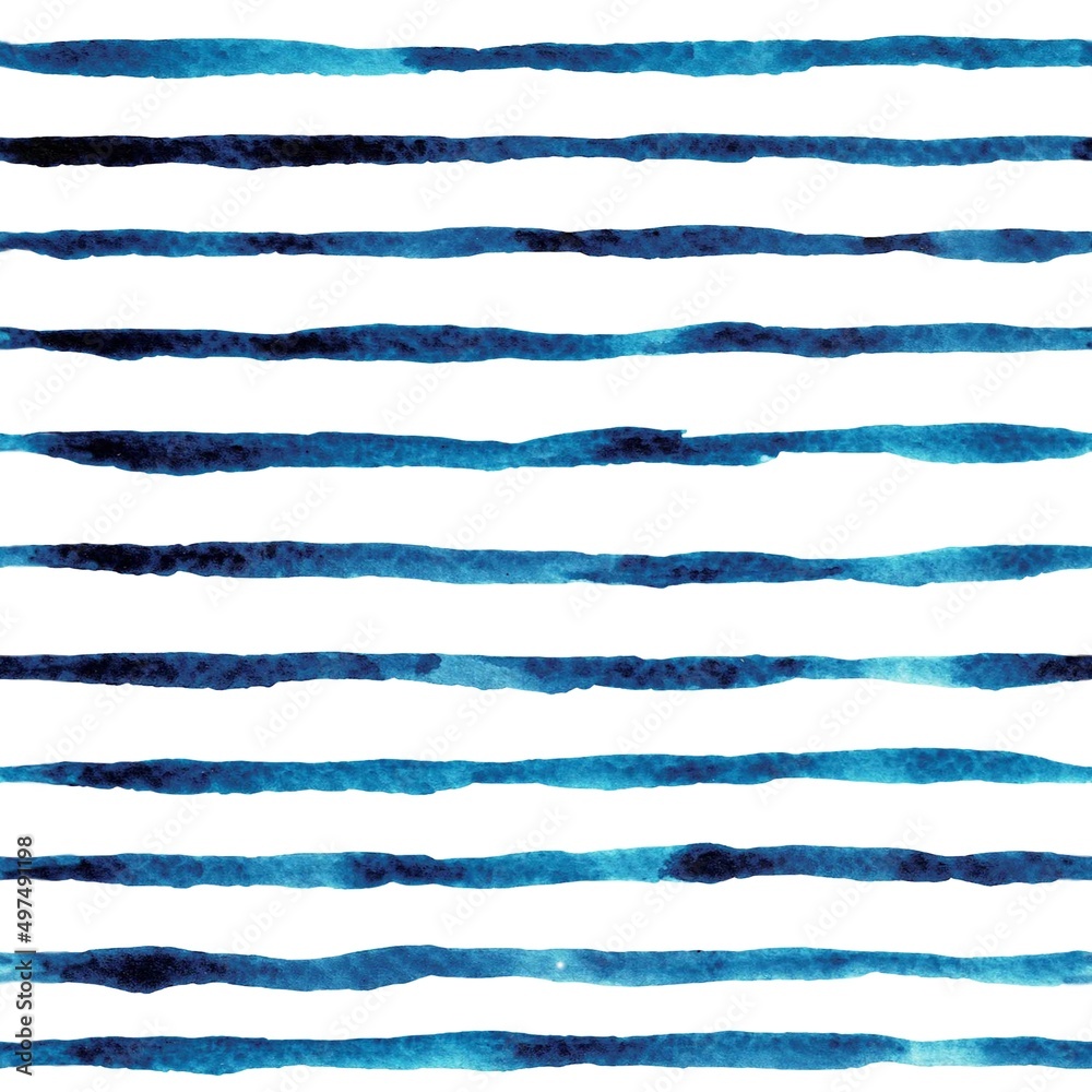 Hand painted watercolor blue stripe allover seamless pattern Hand painted watercolor blue stripe allover seamless pattern