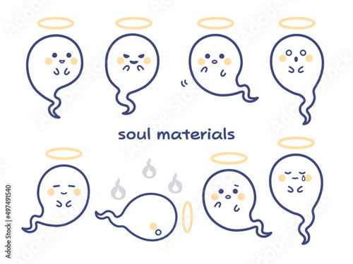 かわいい魂のイラスト素材セット　キャラクター