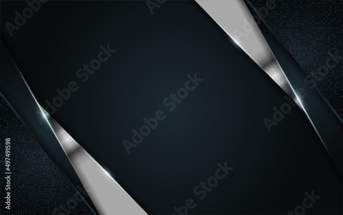 Abstract dark blue combination with silver line glowing