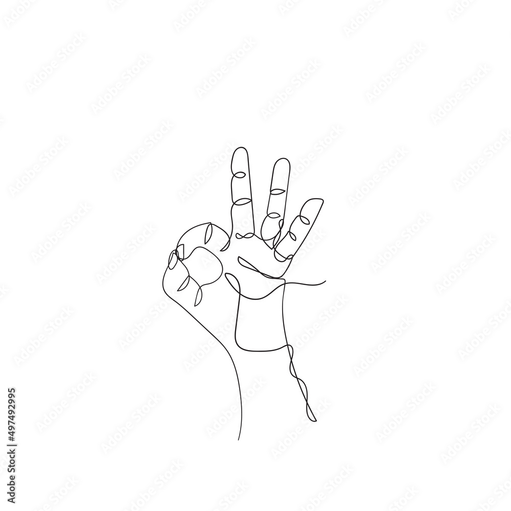 continuous line drawing ok or agree sign gesture finger illustration vector continuous line drawing ok or agree sign gesture finger illustration vector