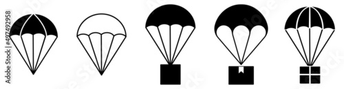Parachute icon set. Delivery service symbols. Vector illustration isolated on white background photo