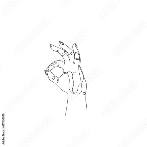 continuous line drawing ok or agree sign gesture finger illustration vector