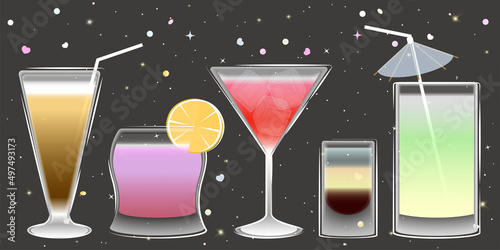 Set of drinks at a party cocktail
