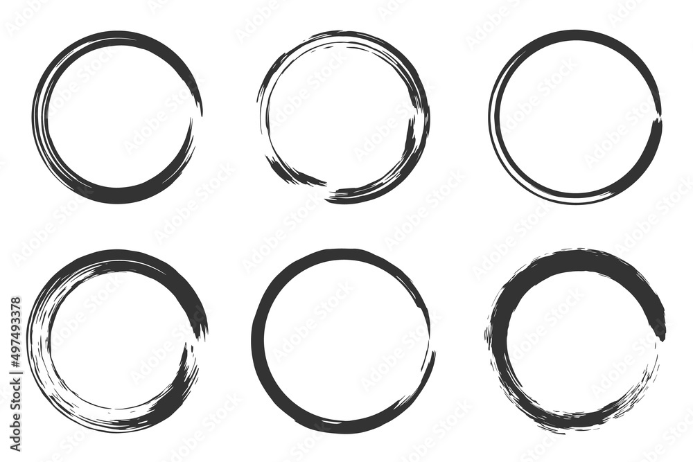 Circle brush stroke, hand drawn paint frame for design logo, banner, card. Circle brush stroke, hand drawn paint frame for design logo, banner, card.