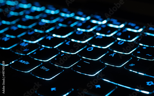 blue illuminated keyboard - blau beleuchtete Tastatur photo