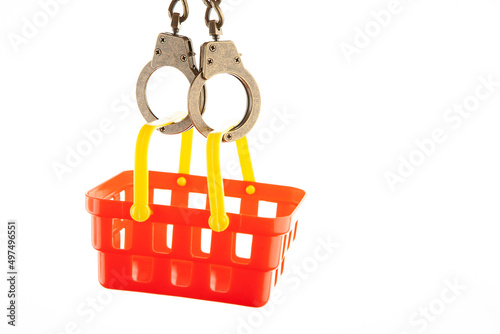 image of basket handcuffs white background