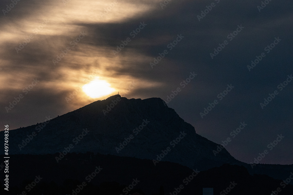 Sainte Victoire mountain in the light of a spring morning