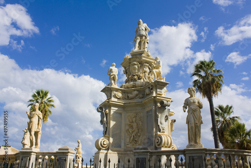 Monument to King Philip V of Spain near Norman Palace in Palermo, Sicily, Italy