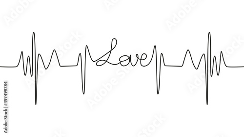 love lettering heartbeat design positive motivational optimist heart love.