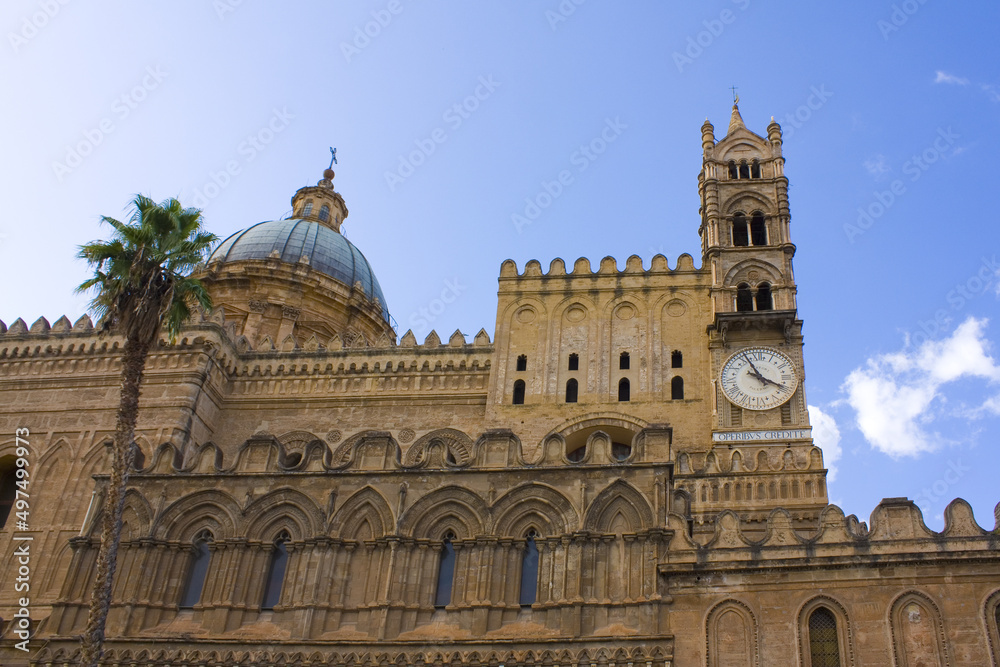 Clock tower of Cathedral of Palermo, Sicily, Italy