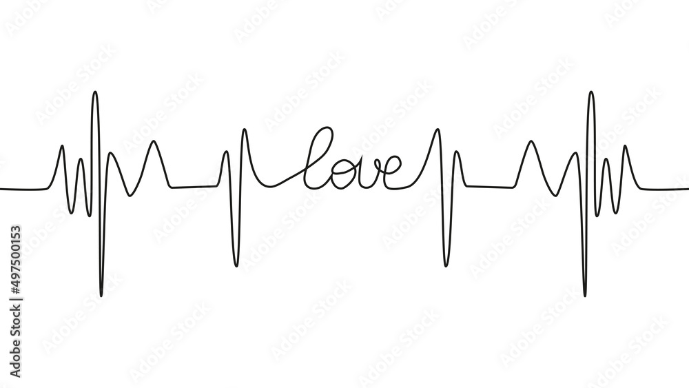 love lettering heartbeat design positive motivational optimist heart love.