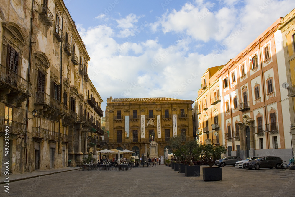 View of a Piazza Bologni in Palermo, Italy, Sicily