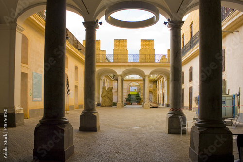 Patio of Museum Palazzo Belmonte Riso (or RISO, Contemporary Art Museum of Sicily) in Palermo, Sicily, Italy