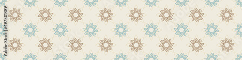 Gender neutral foliage seamless vector border. Simple whimsical 2 tone leaf ribbon. Kids nursery wallpaper or scandi bordur. 