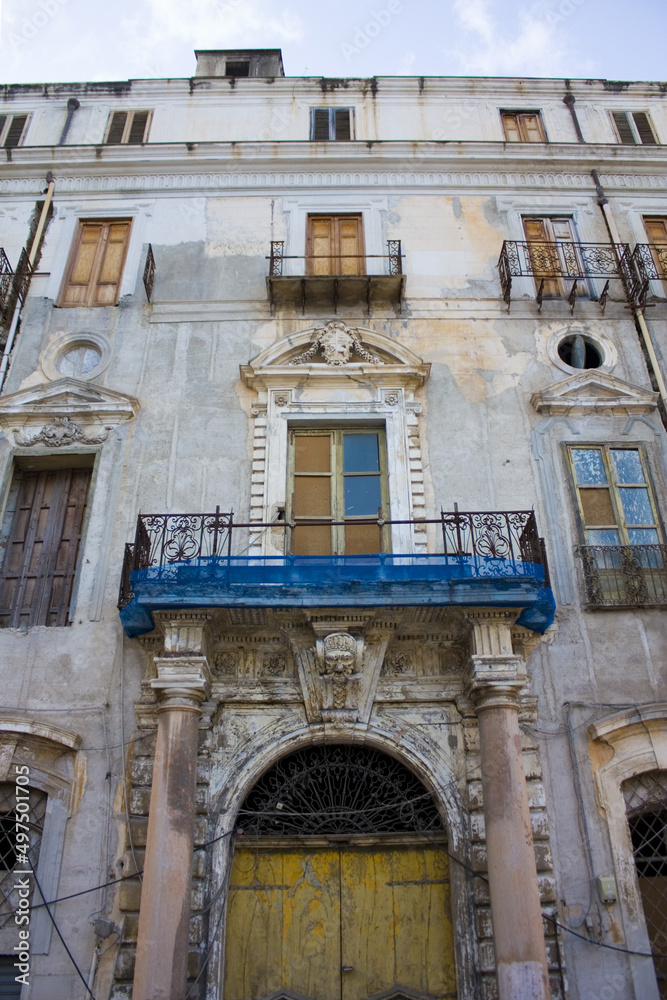 Old historical palazzo in Old Town in Palermo, Sicily, Italy