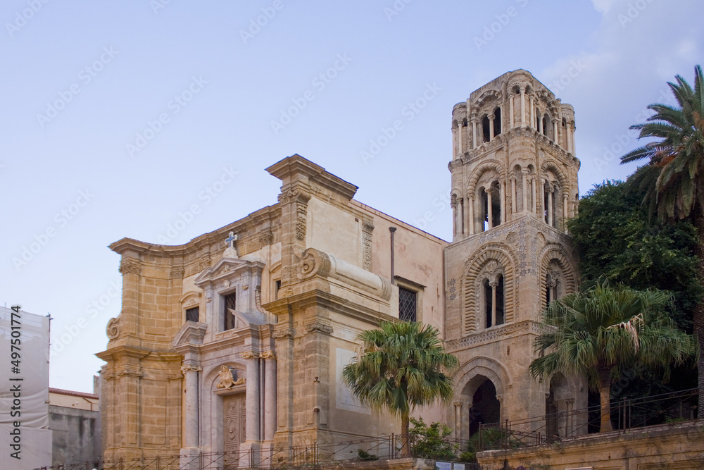 Church of Santa Maria della Ammiraglio (or Cathedral of St. Nicholas Greek) in Palermo, Sicily, Italy	