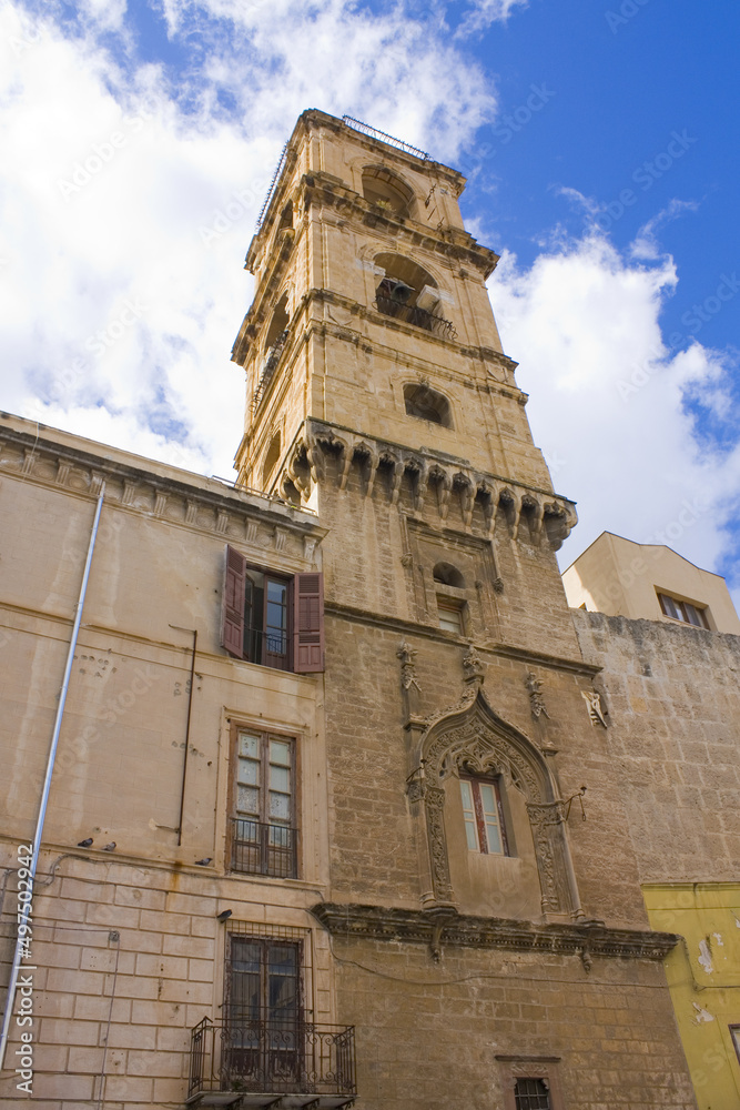 Bell tower of Palace of Marchesi (or Palazzo Marchesi) in Palermo, Sicily, Italy