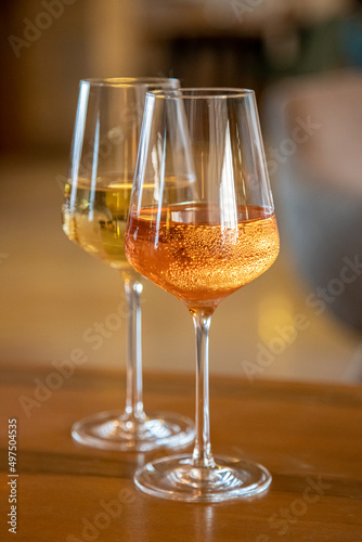glass of white and rose wine