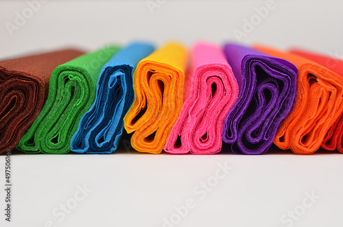 colorful crepe paper on white background close up