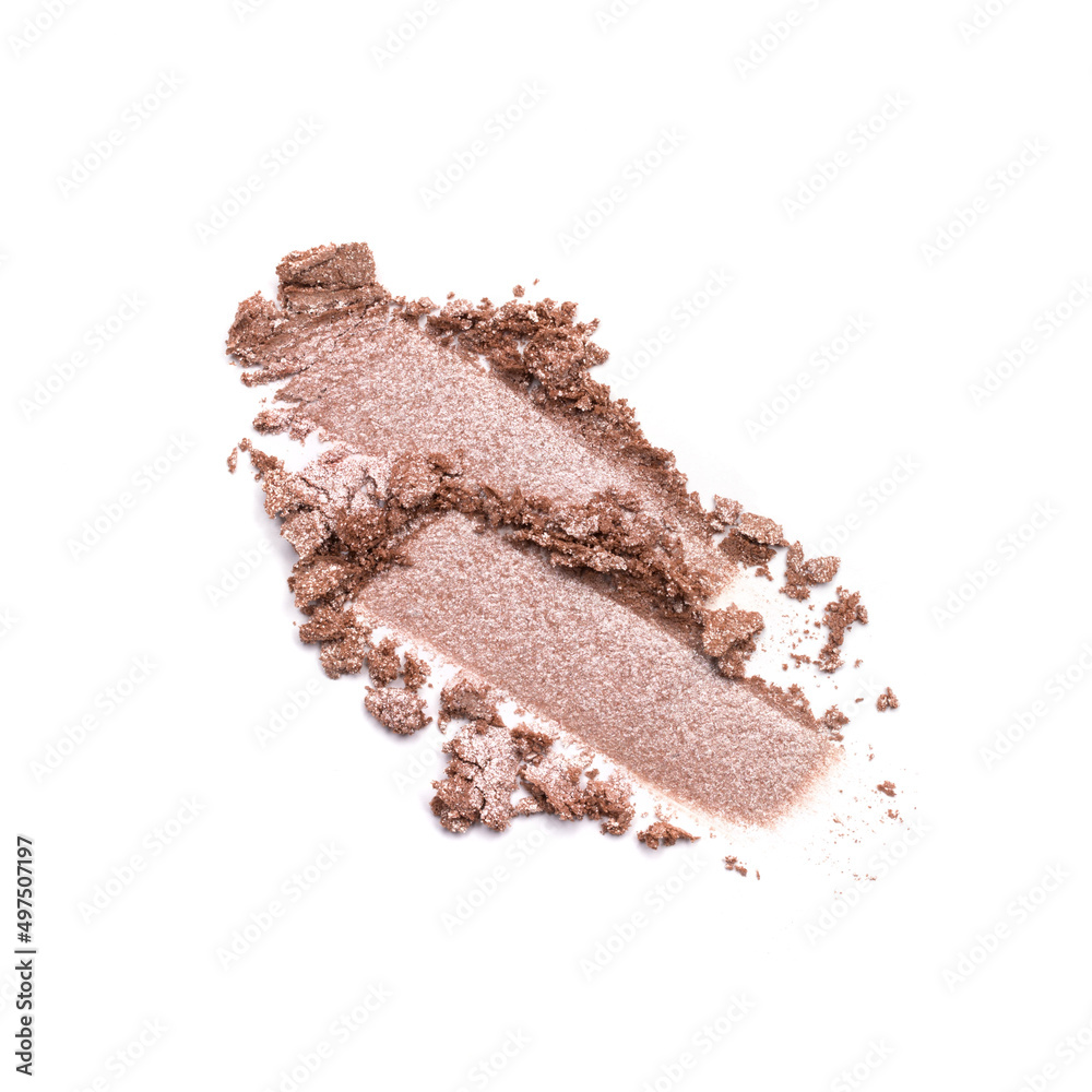Close-up of make-up swatches. Smears of crushed brown eye shadow Close-up of make-up swatches. Smears of crushed brown eye shadow