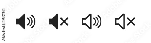 Sound icon in flat style on white background. Isolated volume symbol. Simple audio button.