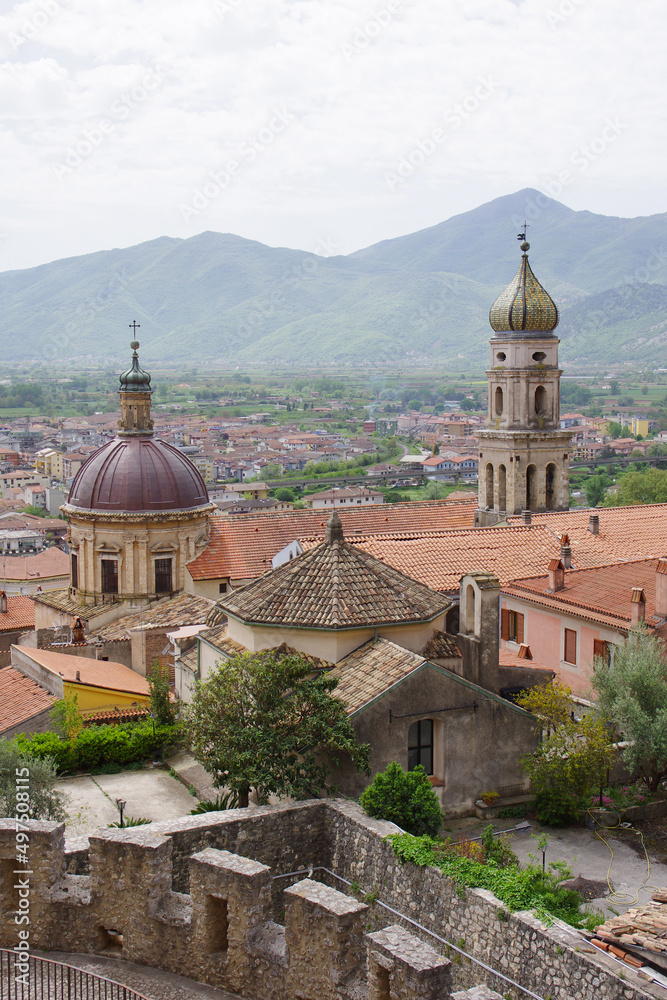 The dome and bell tower of the Annunziata Church of Venafro - Molise - Italy.