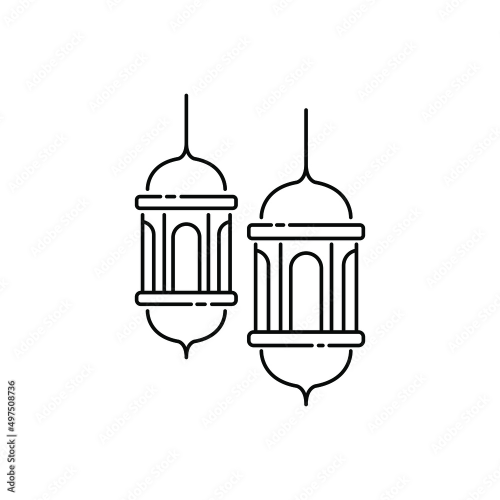 A collection of vector line symbols for Eid al-Adha and Ramadan in a simple design for mobile concepts, websites and applications.
