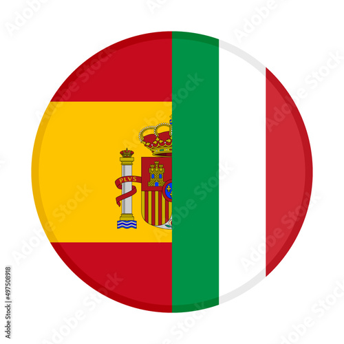 round icon of spain and italy flags. vector illustration isolated on white background