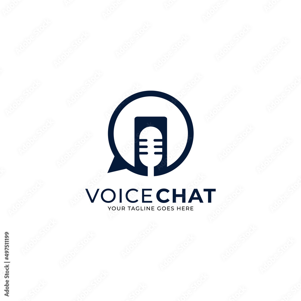 Voice chat or podcast vector logo template. This design use dialogue symbol. Suitable for business.