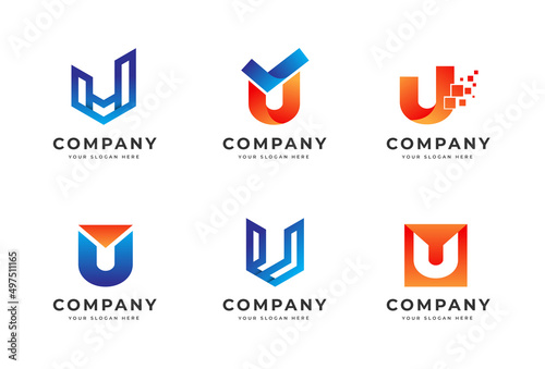 Letter U logo design template collection