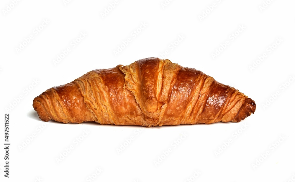 Buttered bread croissant on a white background Buttered bread croissant on a white background