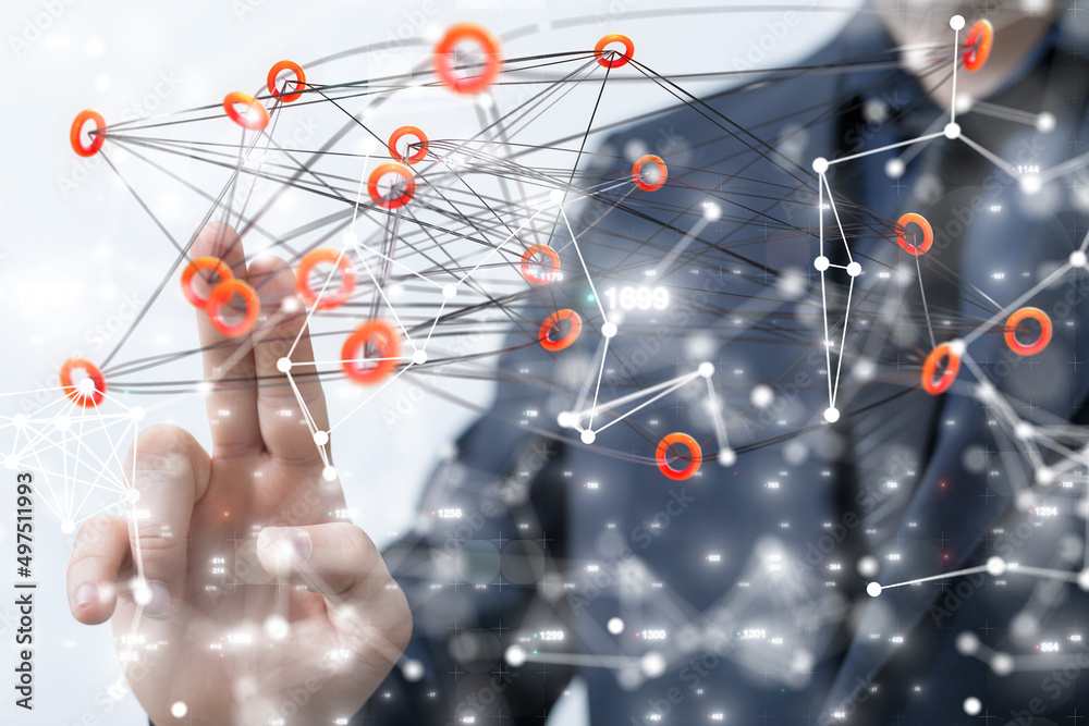 Global network. Blockchain. 3D illustration. Neural networks and artificial intelligence. Abstract Global network. Blockchain. 3D illustration. Neural networks and artificial intelligence. Abstract