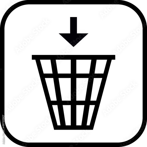 Delete. Recycle. Trashbin vector icon. Office trash bin basket.