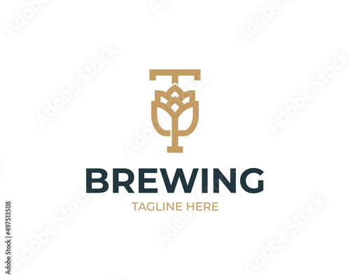 Brewhouse logo with letter T and beer hops