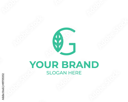 Letter G Linked Beauty Green Leaf Logo Design Concept