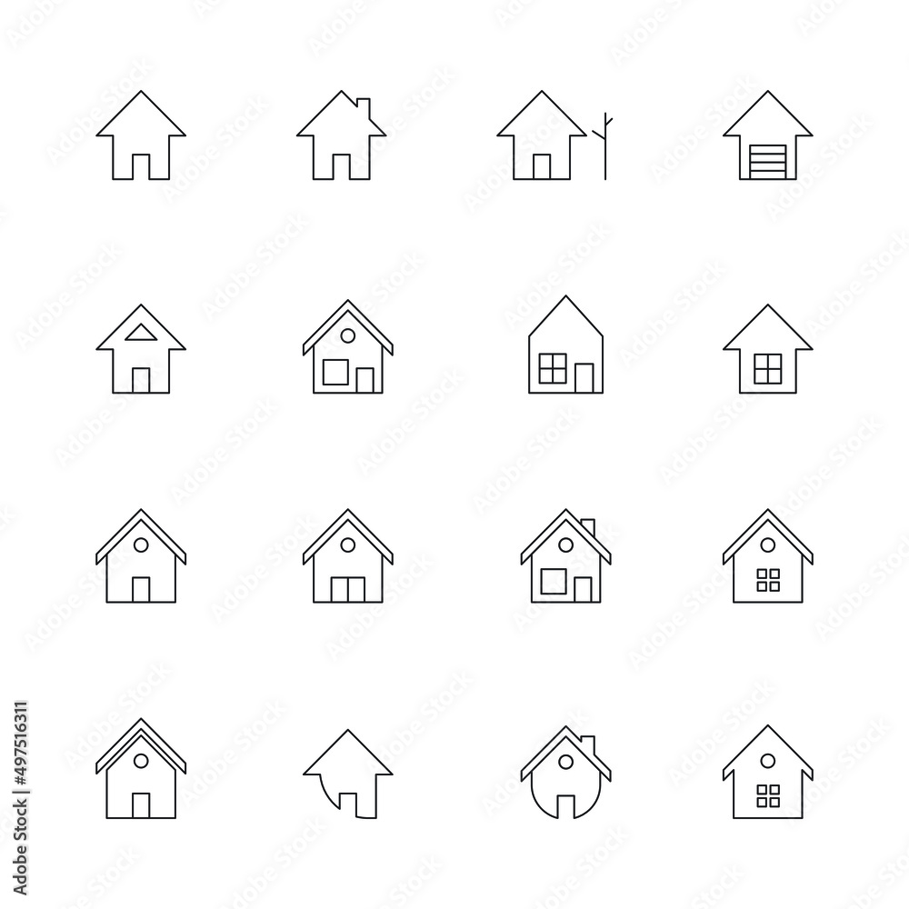 house icons set vector for website