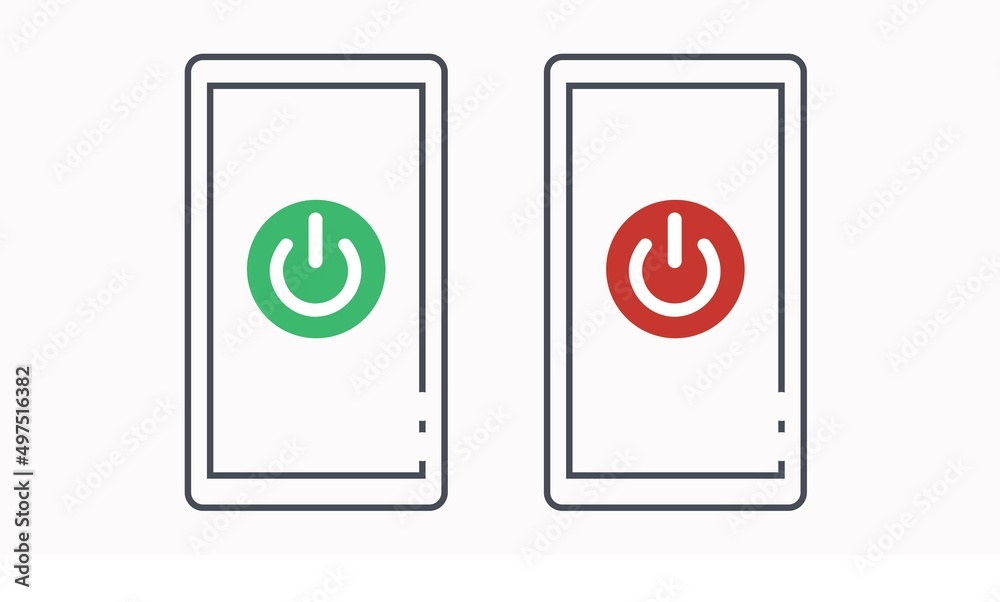 Smartphone with Energy icon, Power button. Vector isolated illustration editable Smartphone with Energy icon, Power button. Vector isolated illustration editable